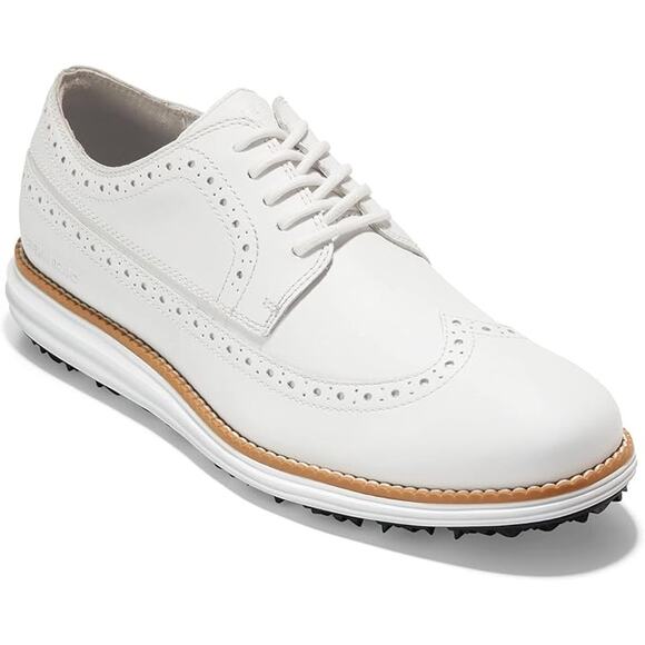 NWT Cole Haan Men's Original Grand Wingtip Oxford Golf Sneaker,Optic White-Size8 - Picture 1 of 7
